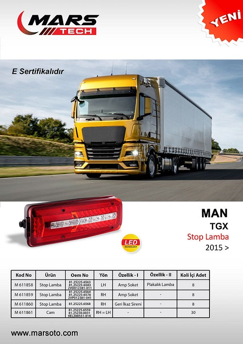 MARS 611858 STOP LAMBA LED MAN TGX SOL PLAKALI SOKETLİ